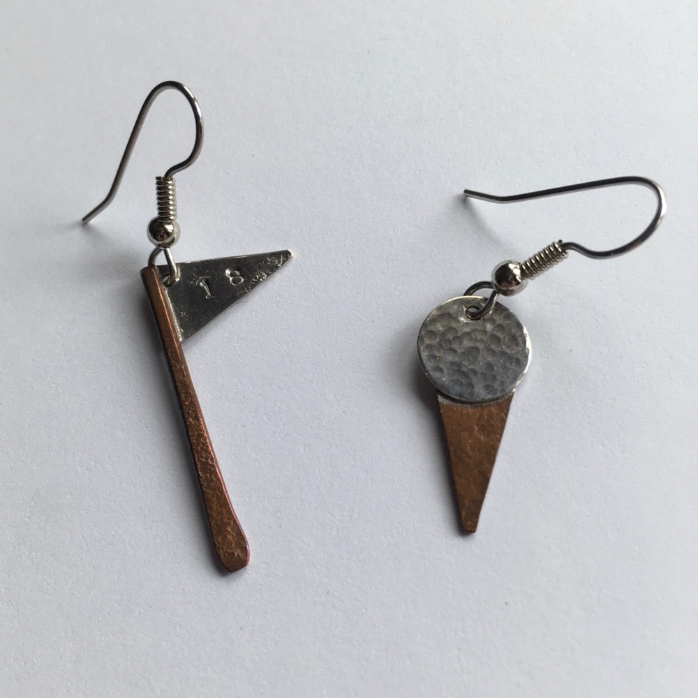 Handmade Desideratum Art Silver & Copper Earrings